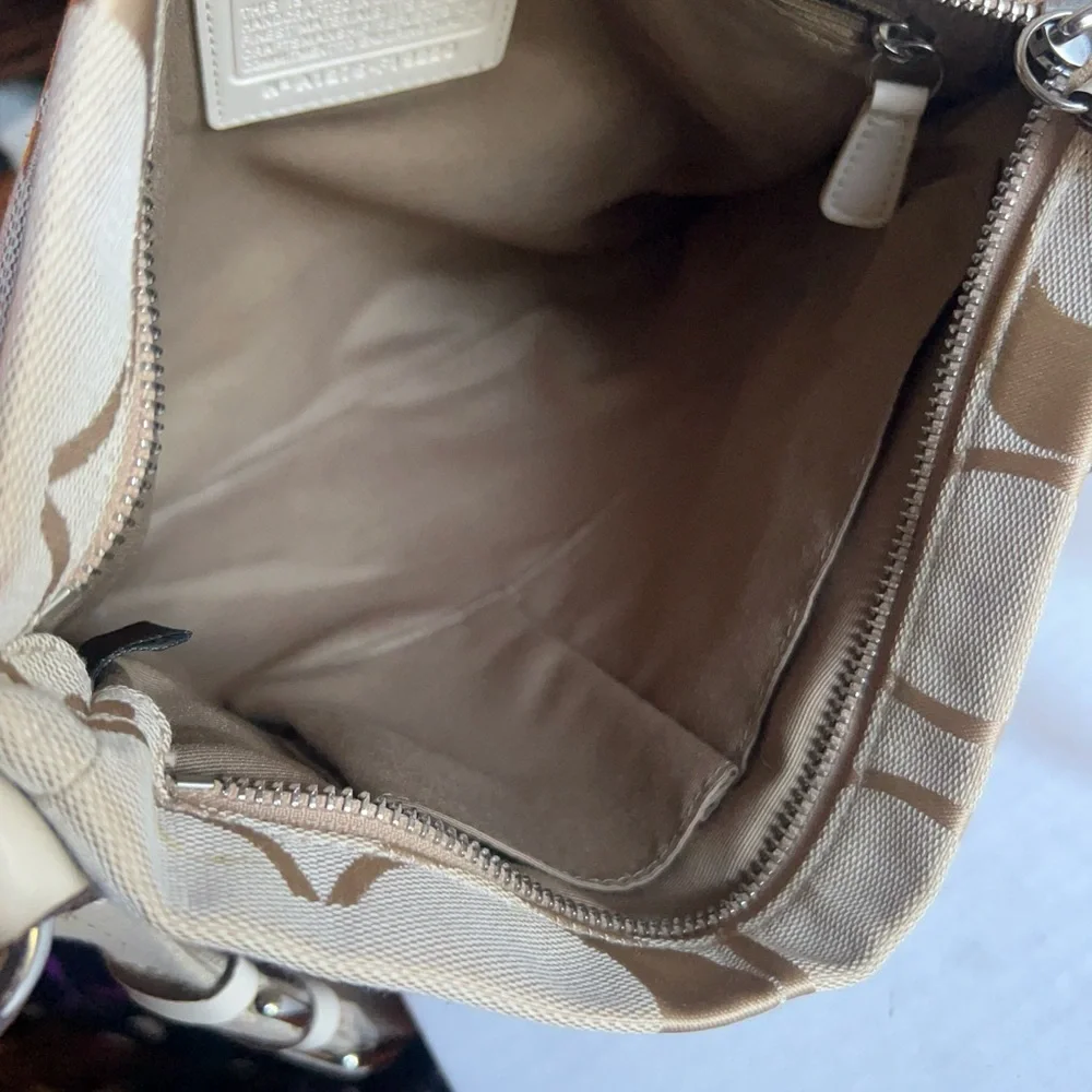 Coach Beige and Cream  monogram Women's crossbody Bag